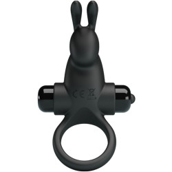 PRETTY LOVE - VIBRATIONSRING + RABBIT-KLITORIS-STIMULATOR 10 VIBRATIONEN SCHWARZ – Produktansicht 2