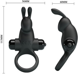 PRETTY LOVE - VIBRATIONSRING + RABBIT-KLITORIS-STIMULATOR 10 VIBRATIONEN SCHWARZ – Produktansicht 3
