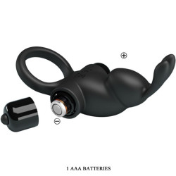 PRETTY LOVE - VIBRATIONSRING + RABBIT-KLITORIS-STIMULATOR 10 VIBRATIONEN SCHWARZ – Produktansicht 5