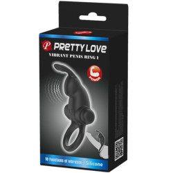 PRETTY LOVE - VIBRATIONSRING + RABBIT-KLITORIS-STIMULATOR 10 VIBRATIONEN SCHWARZ – Produktansicht 6
