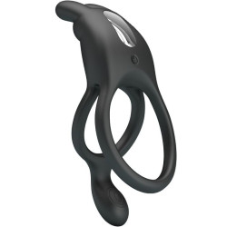 PRETTY LOVE - SETH DOPPEL-VIBRATIONSRING RABBIT 7 VIBRATIONEN SCHWARZ – Produktansicht 2