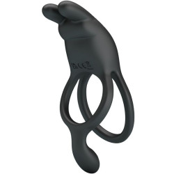 PRETTY LOVE - SETH DOPPEL-VIBRATIONSRING RABBIT 7 VIBRATIONEN SCHWARZ – Produktansicht 3