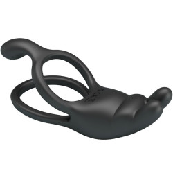 PRETTY LOVE - SETH DOPPEL-VIBRATIONSRING RABBIT 7 VIBRATIONEN SCHWARZ – Produktansicht 5