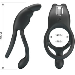PRETTY LOVE - SETH DOPPEL-VIBRATIONSRING RABBIT 7 VIBRATIONEN SCHWARZ – Produktansicht 6