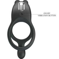 PRETTY LOVE - SETH DOPPEL-VIBRATIONSRING RABBIT 7 VIBRATIONEN SCHWARZ – Produktansicht 7