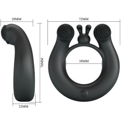 PRETTY LOVE - DAHLIA VIBRATIONSRING + KLITORISSTIMULATOR 12 VIBRATIONEN SCHWARZ – Produktansicht 6