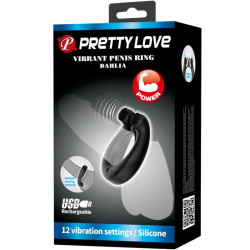 PRETTY LOVE - DAHLIA VIBRATIONSRING + KLITORISSTIMULATOR 12 VIBRATIONEN SCHWARZ – Produktansicht 9