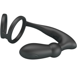 PRETTY LOVE - EMONI PENISRING + ANAL PLUG 12 VIBRATIONEN SCHWARZ – Produktansicht 3