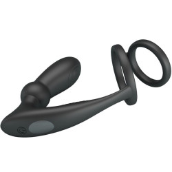 PRETTY LOVE - EMONI PENISRING + ANAL PLUG 12 VIBRATIONEN SCHWARZ – Produktansicht 4