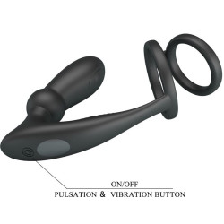 PRETTY LOVE - EMONI PENISRING + ANAL PLUG 12 VIBRATIONEN SCHWARZ – Produktansicht 6