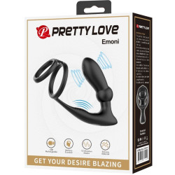 PRETTY LOVE - EMONI PENISRING + ANAL PLUG 12 VIBRATIONEN SCHWARZ – Produktansicht 8