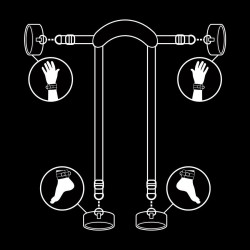 FETISH SUBMISSIVE - MEISTERPOSITION MIT 4 NOPRENE-GEFÜTTERT HANDSCHELLEN – Produktansicht 4