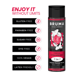 BRUMA - PREMIUM-MASSAGEÖL MIT WÄRMEEFFEKT, ERDBEERE-GESCHMACK 3 IN 1 - 100 ML – Produktansicht 3