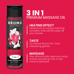 BRUMA - PREMIUM-MASSAGEÖL MIT WÄRMEEFFEKT, ERDBEERE-GESCHMACK 3 IN 1 - 100 ML – Produktansicht 4