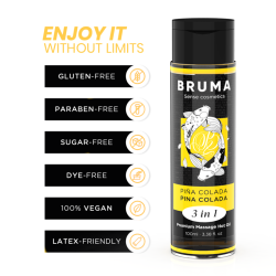 BRUMA - PREMIUM-MASSAGEÖL MIT WÄRMEEFFEKT, PINA COLADA-GESCHMACK 3 IN 1 - 100 ML – Produktansicht 3