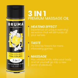 BRUMA - PREMIUM-MASSAGEÖL MIT WÄRMEEFFEKT, PINA COLADA-GESCHMACK 3 IN 1 - 100 ML – Produktansicht 4