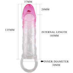 PRETTY LOVE - ODES REALISTISCHE 2 CM PENISVERGRÖSSERUNGSHÜLSE ROSA – Produktansicht 6