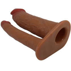 PRETTY LOVE - YAIRON DOPPELTE PENISHÜLLE MIT 4 CM VERLÄNGERUNG MULATTE – Produktansicht 3