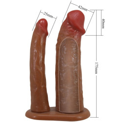 PRETTY LOVE - YAIRON DOPPELTE PENISHÜLLE MIT 4 CM VERLÄNGERUNG MULATTE – Produktansicht 5