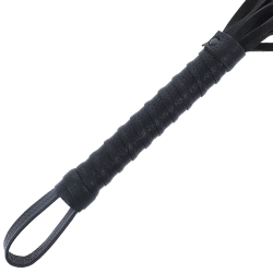 DARKNESS - SCHWARZE BONDAGE-PEISTE MIT LEDERGRIFF – Produktansicht 2