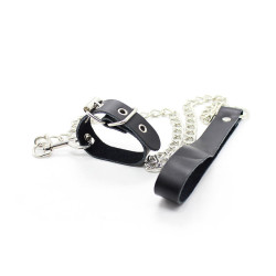 OHMAMA FETISH - PENIS-HALSKETTE UND LEDERARMBAND MIT METALLKETTE – Produktansicht 3