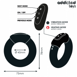 ADDICTED TOYS - VIBRIERENDER COCKRING MIT WÄRMEEFFEKT UND FERNBEDIENUNG – Produktansicht 6