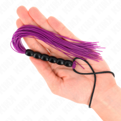 KINK - MINI SILIKONPEITSCHE MIT 6 LILA PERLEN 26 CM – Produktansicht 3