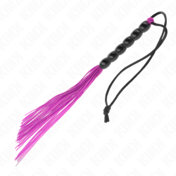 KINK - MINI SILIKONPEITSCHE MIT 6 LILA PERLEN 26 CM – Produktansicht 4