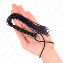 KINK - MINI SILIKONPEITSCHE MIT 6 SCHWARZEN PERLEN 26 CM – Produktansicht 3