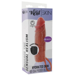 GET REAL – FEUCHTIGKEITSSPENDENDE SILIKON-VIBRATIONS-PENISHÜLLE IN KARAMELL, 16 CM – Produktansicht 5