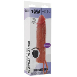 GET REAL – FEUCHTIGKEITSSPENDENDE SILIKON-VIBRATIONS-PENISHÜLLE IN KARAMELL, 20 CM – Produktansicht 5